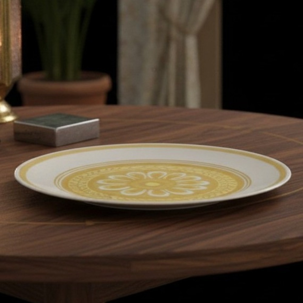 Royal China Cavalier‎ Ironstone Casablanca Dinner Plate, Yellow Floral Medallion